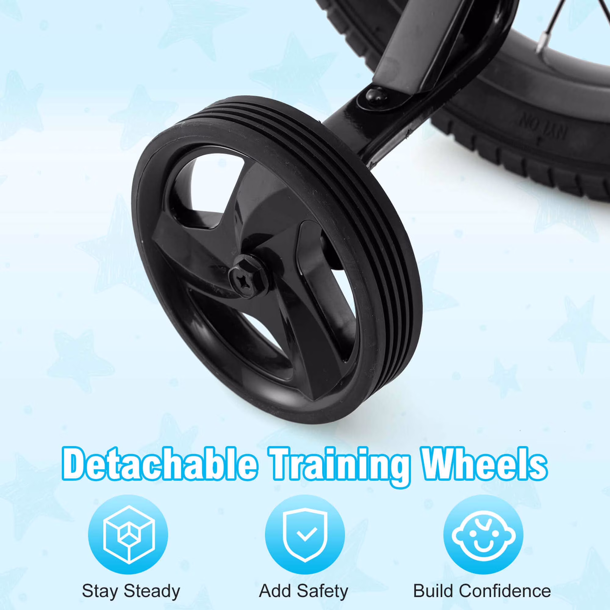 Costway 12" Kid’s Bike with Training Wheels Adjustable Handlebar & Seat Handbrake Black - Image 2