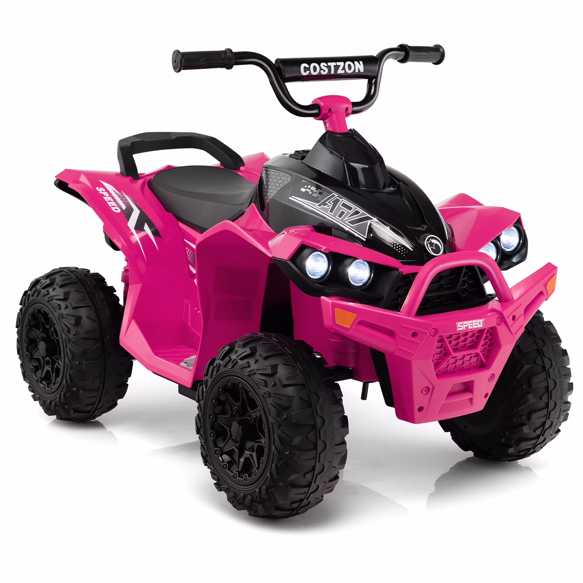 Costway 12V Battery Powered Kids Ride On ATV Electric 4-Wheeler Quad Car with MP3 & Light Pink - Image 3