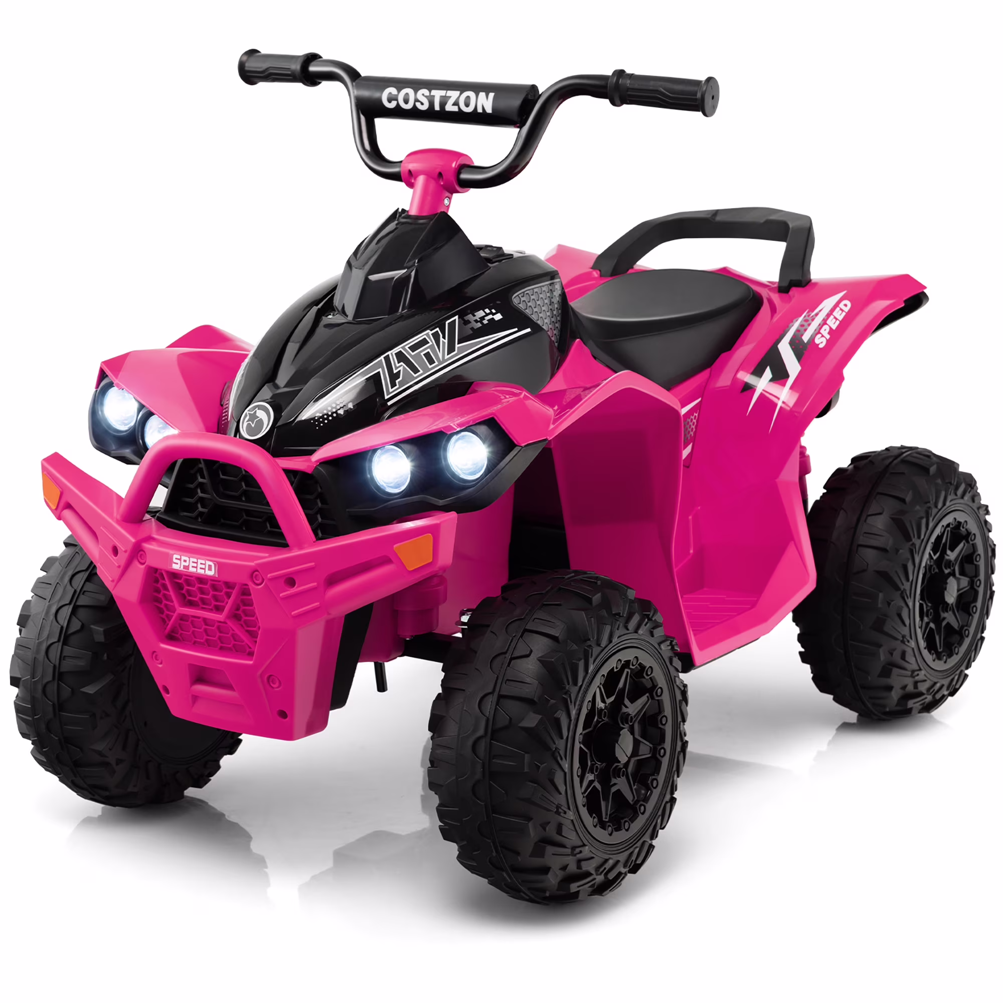 Costway 12V Battery Powered Kids Ride On ATV Electric 4-Wheeler Quad Car with MP3 & Light Pink
