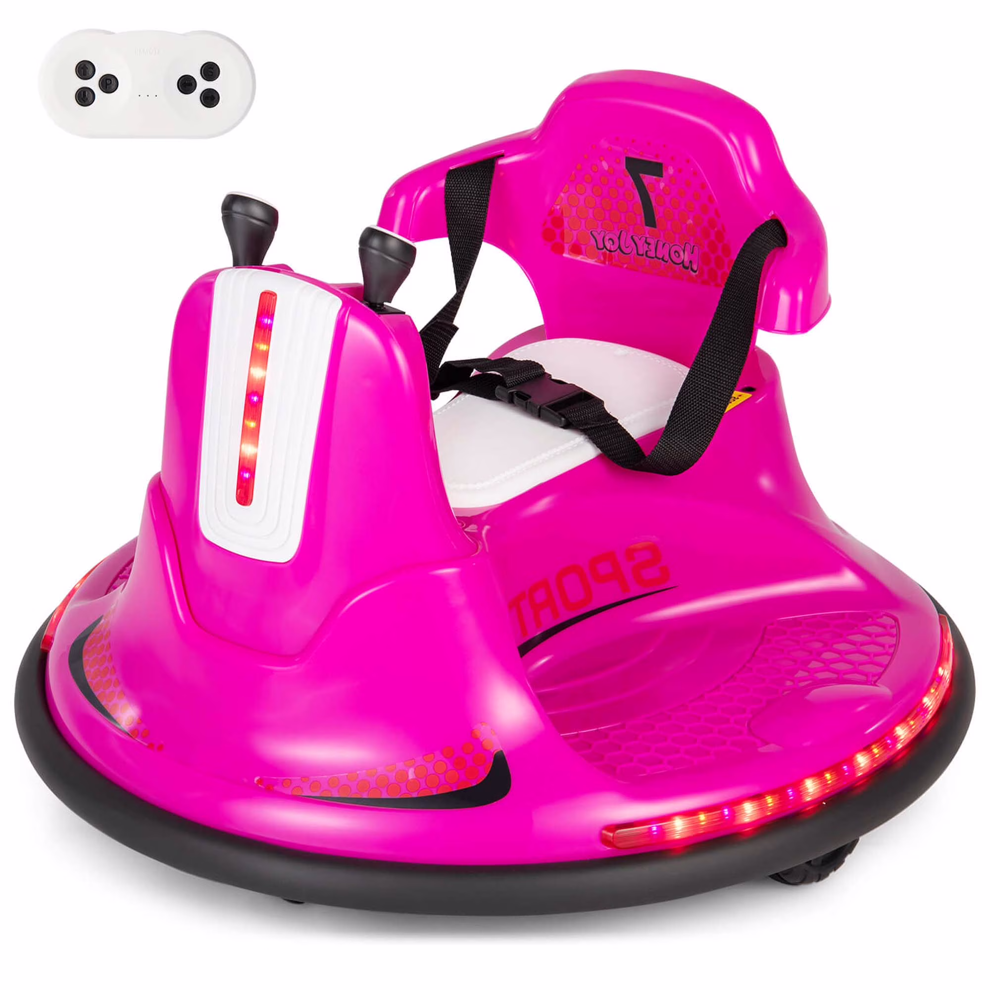 Costway 12V Bumper Car for Kids Toddlers Electric Ride On Car Vehicle with 360° Spin Pink