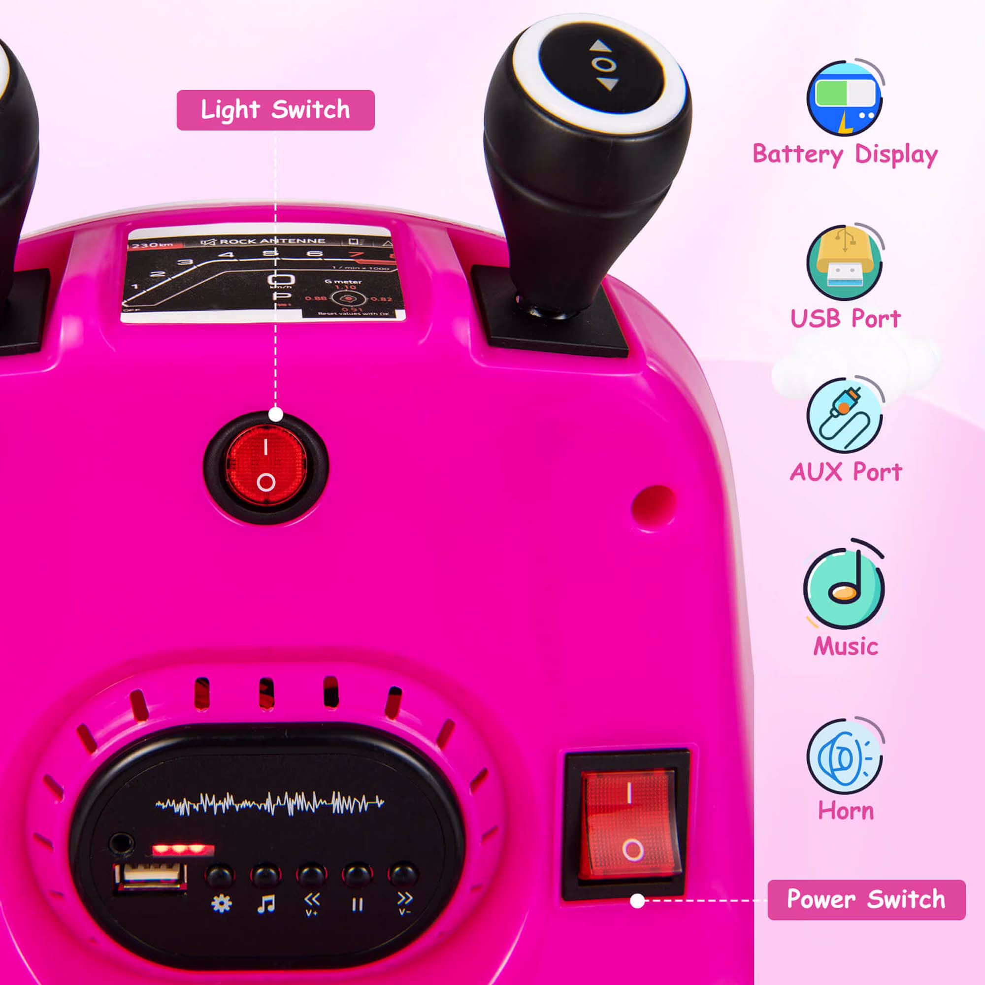 Costway 12V Bumper Car for Kids Toddlers Electric Ride On Car Vehicle with 360° Spin Pink - Image 2