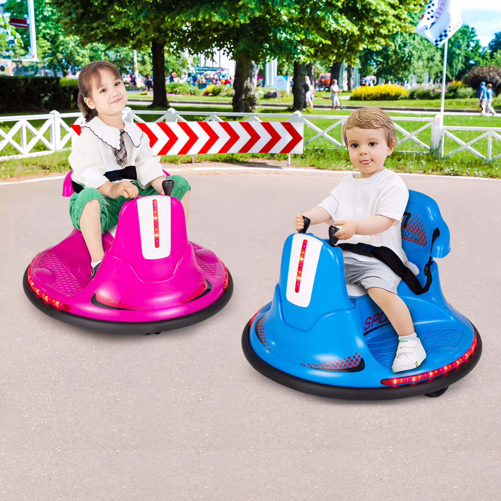Costway 12V Bumper Car for Kids Toddlers Electric Ride On Car Vehicle with 360° Spin Pink - Image 3