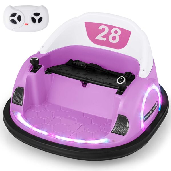 Costway 12V Electric 360° Spin Car Toy Ride on Bumper Car for Toddlers with Remote Control Pink