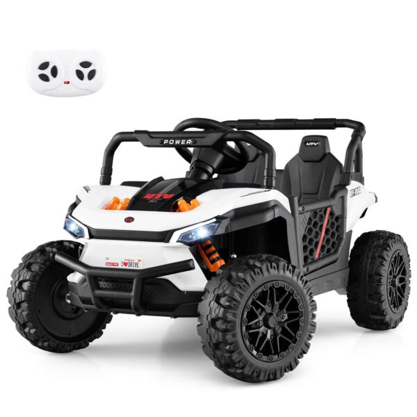 Costway 12V Kids Ride on Truck with Parental Remote 3 Speeds & Reverse Forward Function White