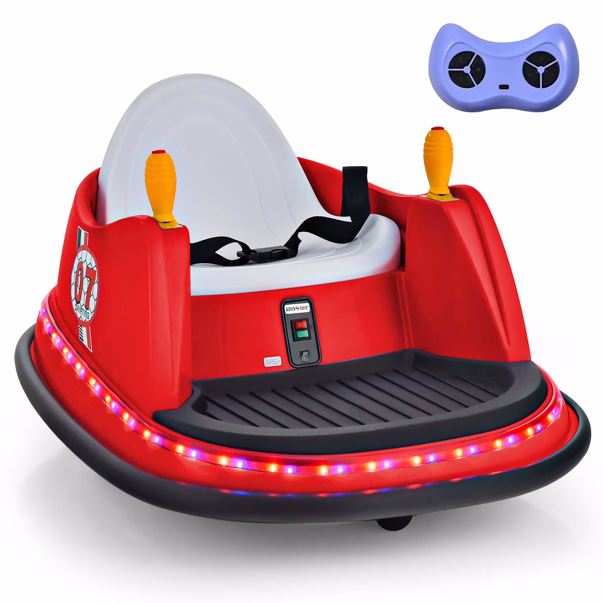 Costway 12V Vehicle 360° Spin Race Toy Kids Ride On Bumper Car with Remote Control Red