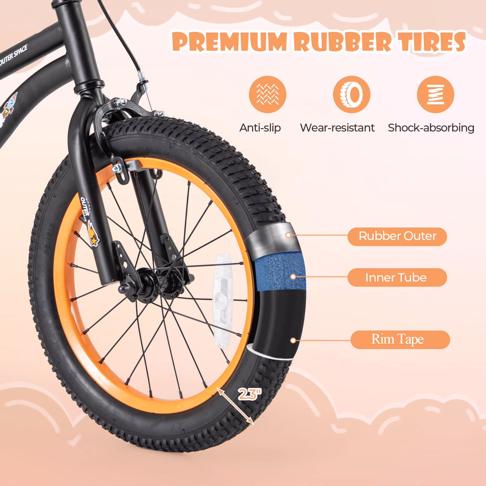 Costway 16-Inch Kid’s Bike for 4-7 Years Old with Adjustable Saddle & Anti-slip Handlebar Black - Image 5