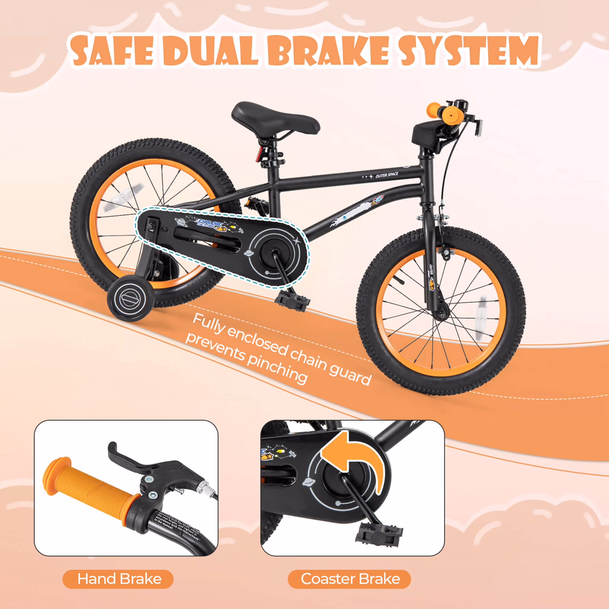 Costway 16-Inch Kid’s Bike for 4-7 Years Old with Adjustable Saddle & Anti-slip Handlebar Black - Image 4
