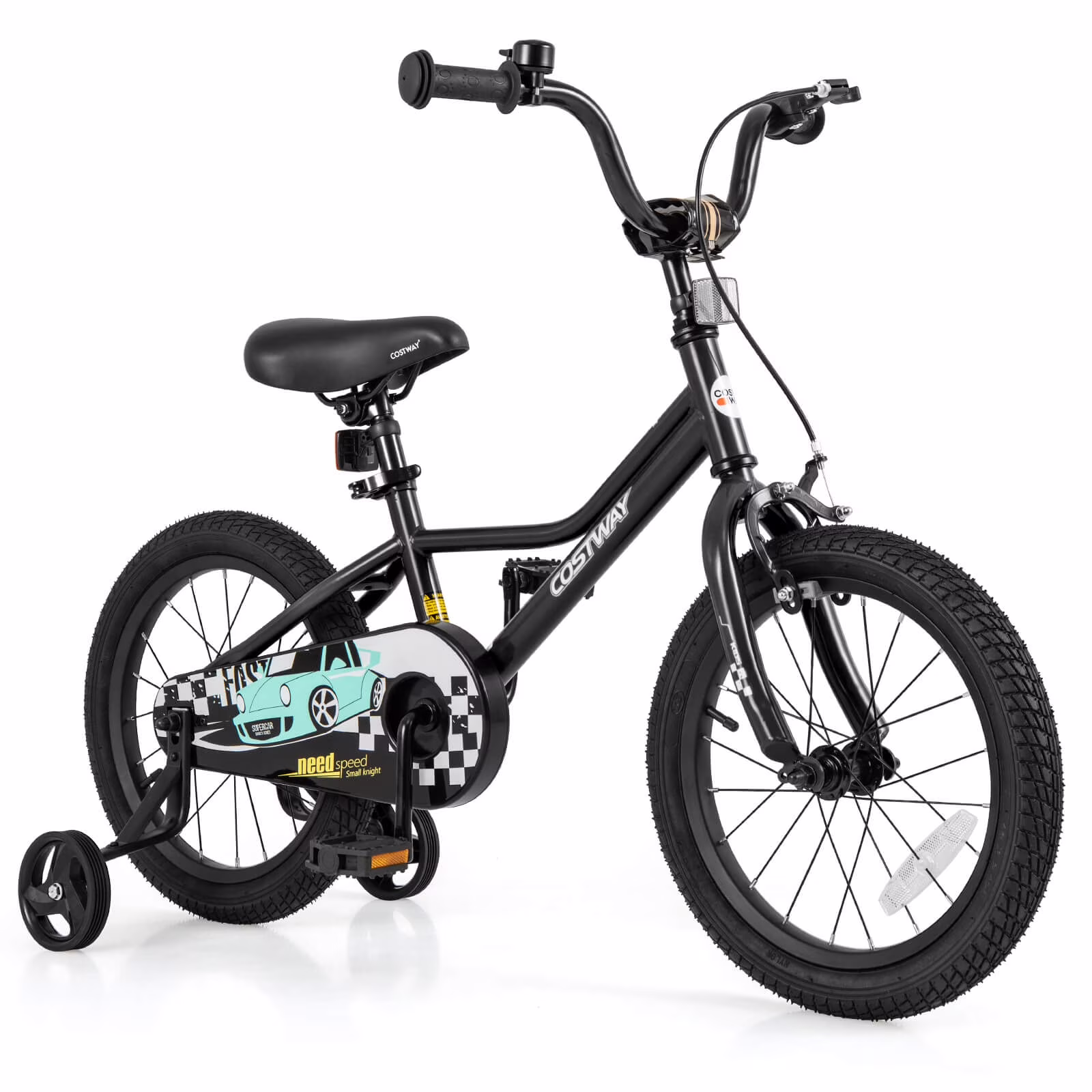 Costway 16" Kids Training Bike with Removable Training Wheels Pneumatic Tires Black