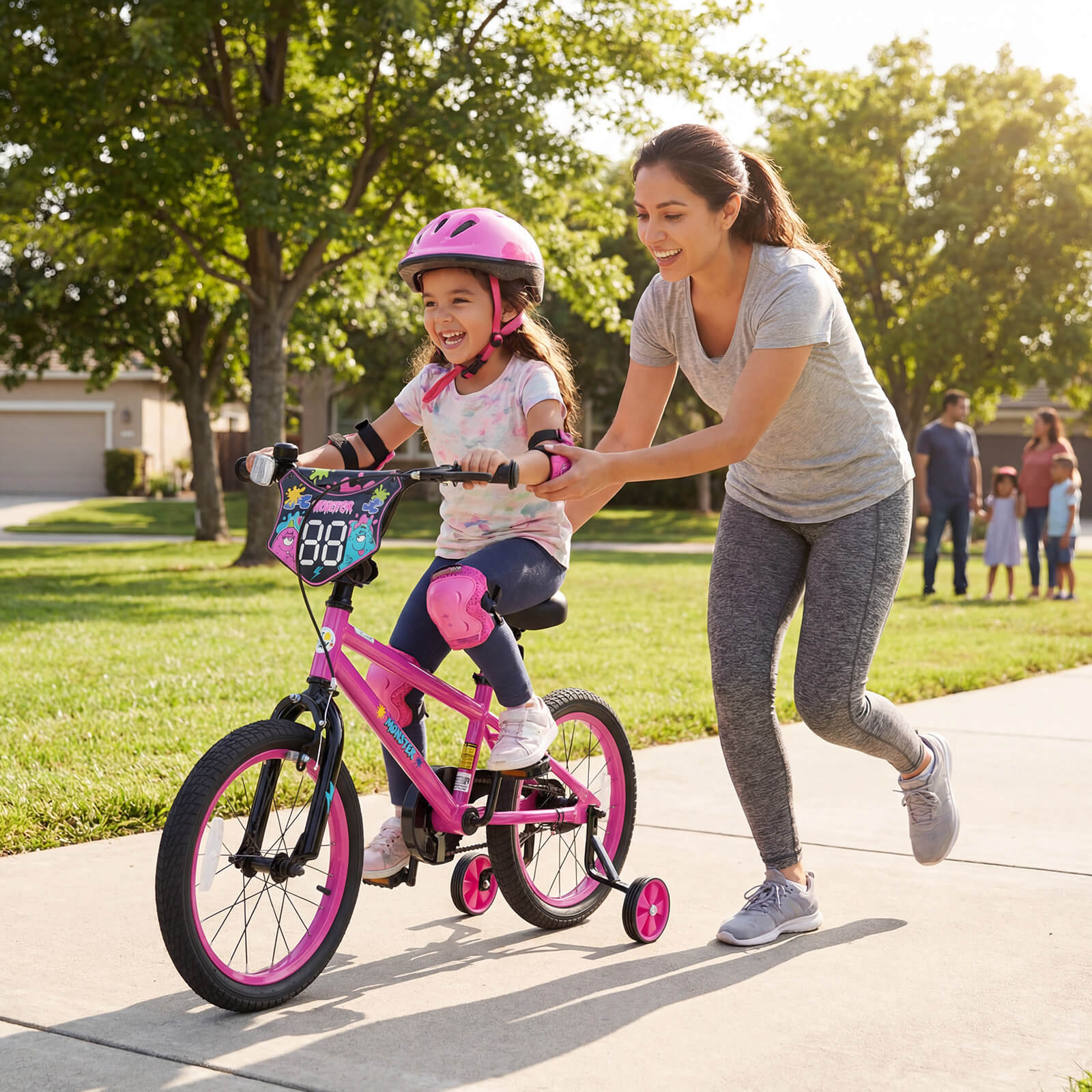Costway 18 Inch Kids Bike for Ages 4-8 Years Old, Toddler Bicycle with Training Wheels Pink - Image 5