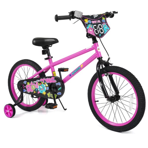 Costway 18 Inch Kids Bike for Ages 4-8 Years Old, Toddler Bicycle with Training Wheels Pink
