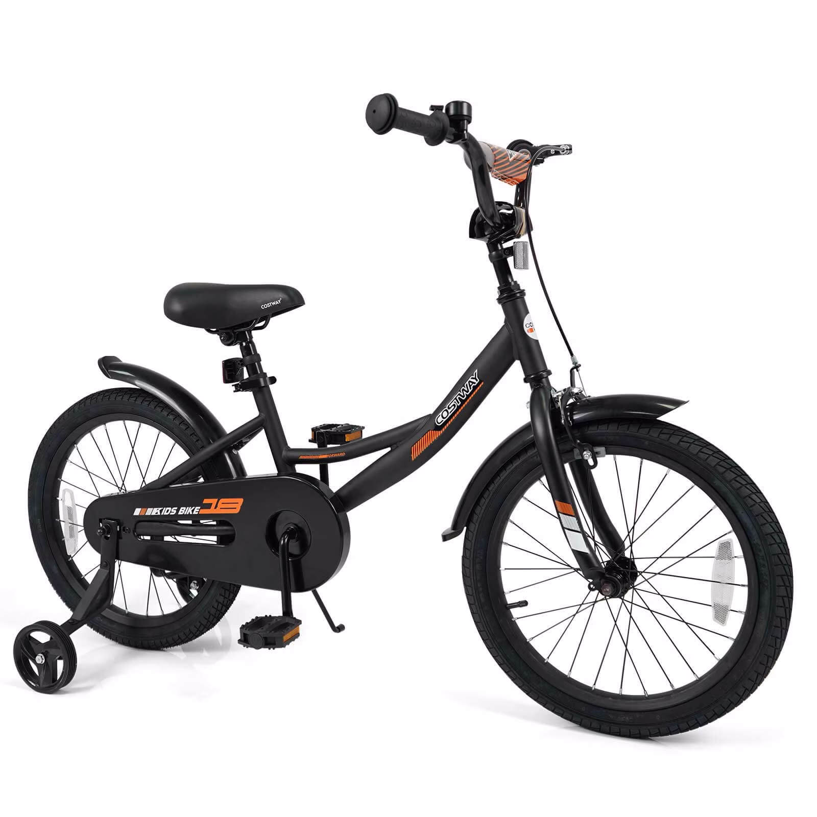 Costway 18 Inch Kids Bike with Training Wheels Dual Brakes Adjustable Seat Handlebar Height