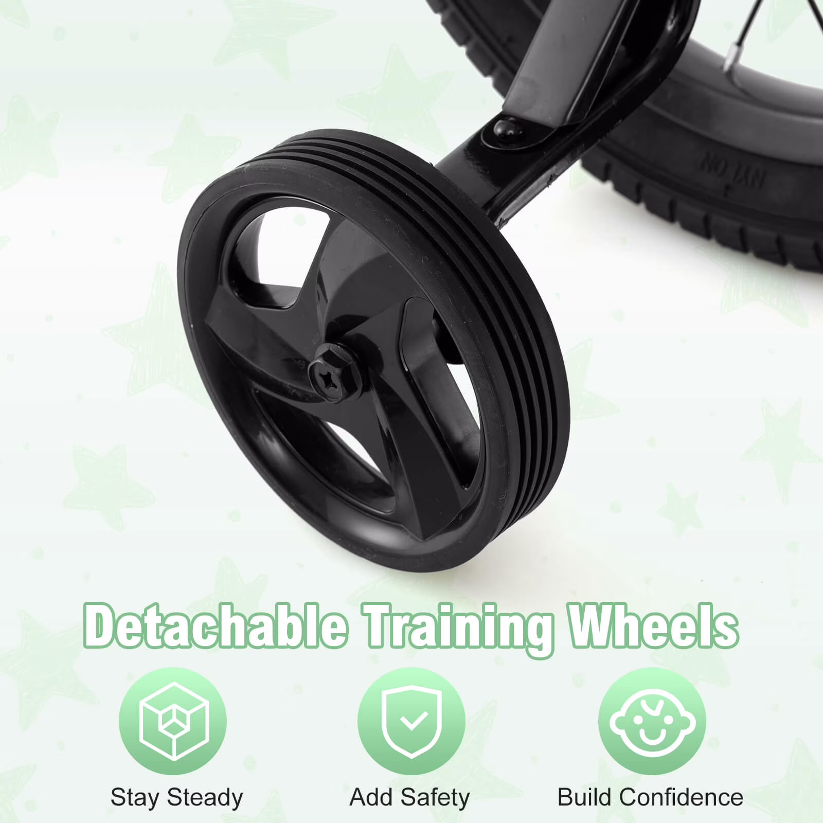 Costway 18" Kid's Bike with Training Wheels Adjustable Handlebar & Seat Handbrake Sliver - Image 2