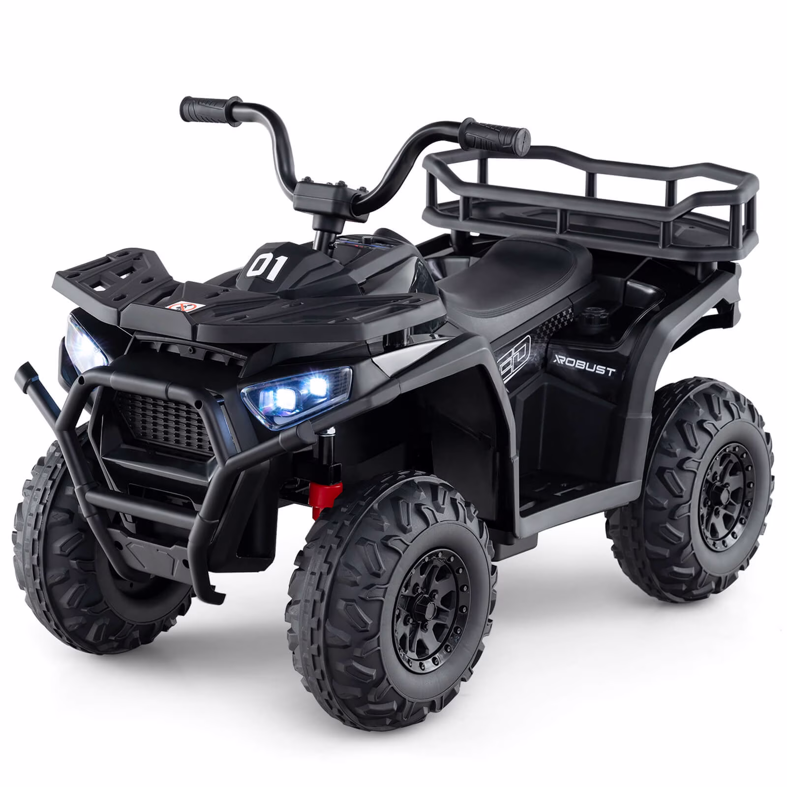 Costway 24V Kids Ride on Electric ATV Car Toy with Spring Suspension & LED Lights USB Black