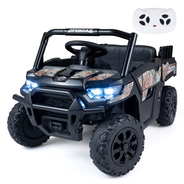 Costway 24V Ride On Car with Remote Control, 2 x 100W Motors, 2-Wheel Absorbers Black