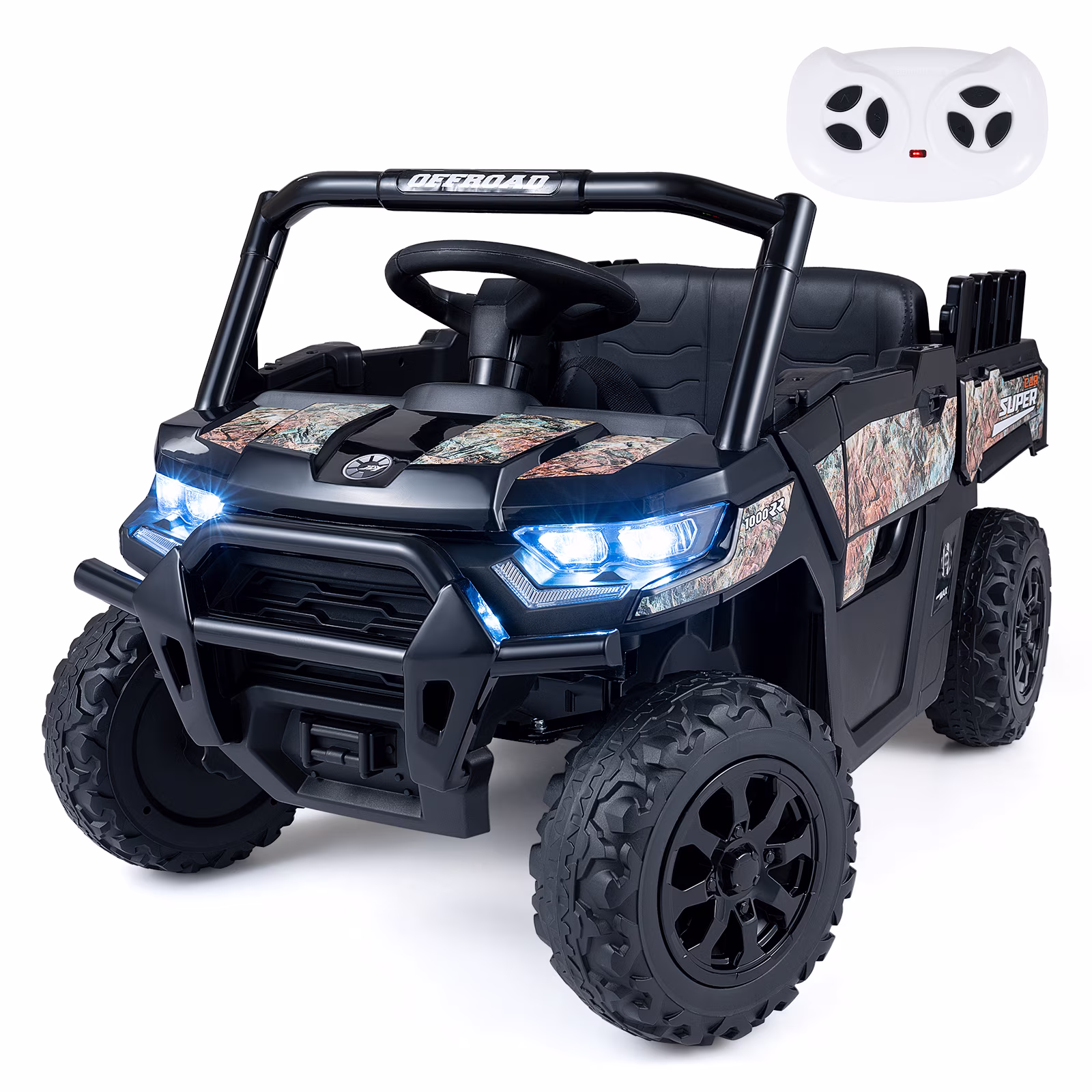 Costway 24V Ride On Car with Remote Control, 2 x 100W Motors, 2-Wheel Absorbers Black