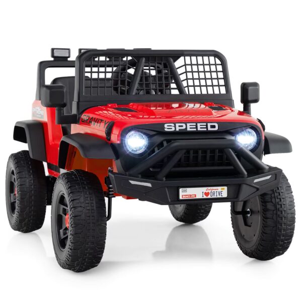 Costway 24V Ride On Car with Remote Control Music LED Headlights Spring Suspension for Kids Red