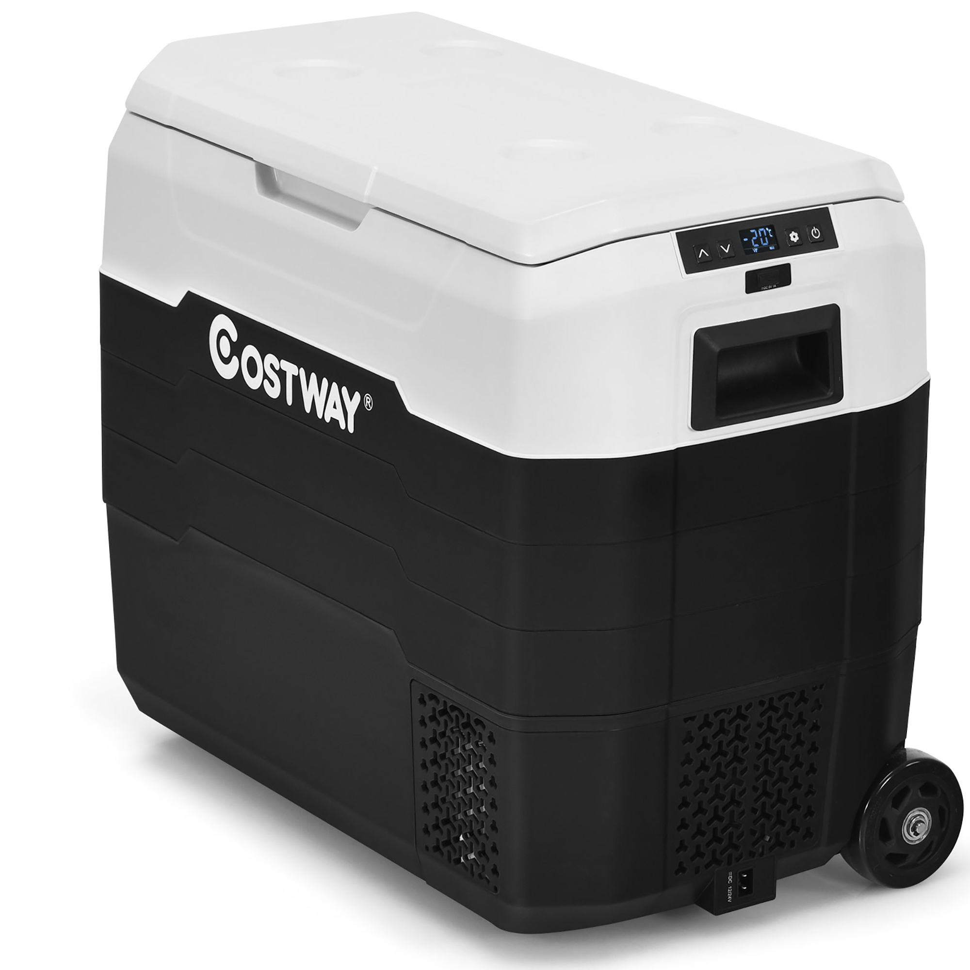 Costway 53 qt Wheeled Corded Electric Dual-Zone Portable Car Refrigerator, White - Image 5