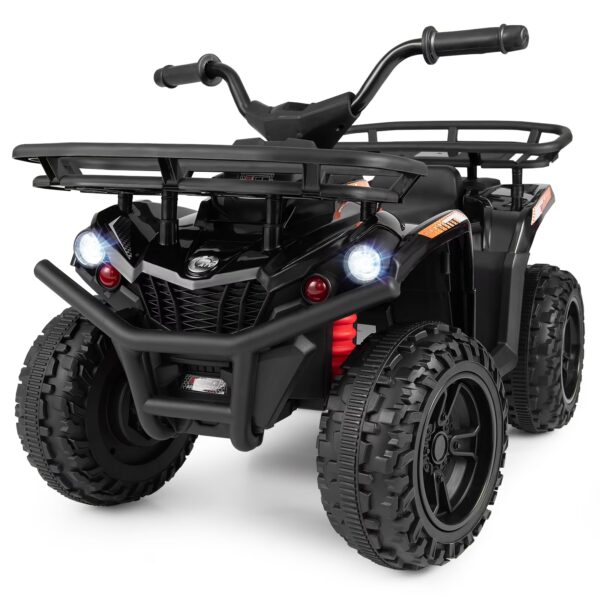 Costway Electric ATV for Kids, 24V Ride on Toy with Dual Motors & Basket, Dirt Quad Vehicle Black