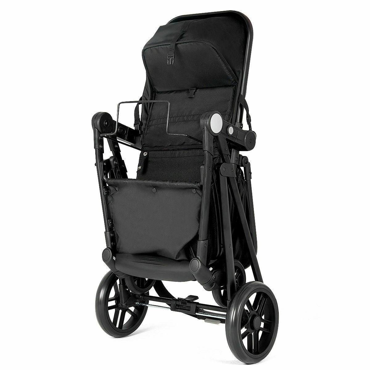 Costway Foldable Baby Stroller 2 in 1 Newborn Infant Travel Buggy Pushchair 22 lbs Black - Image 5