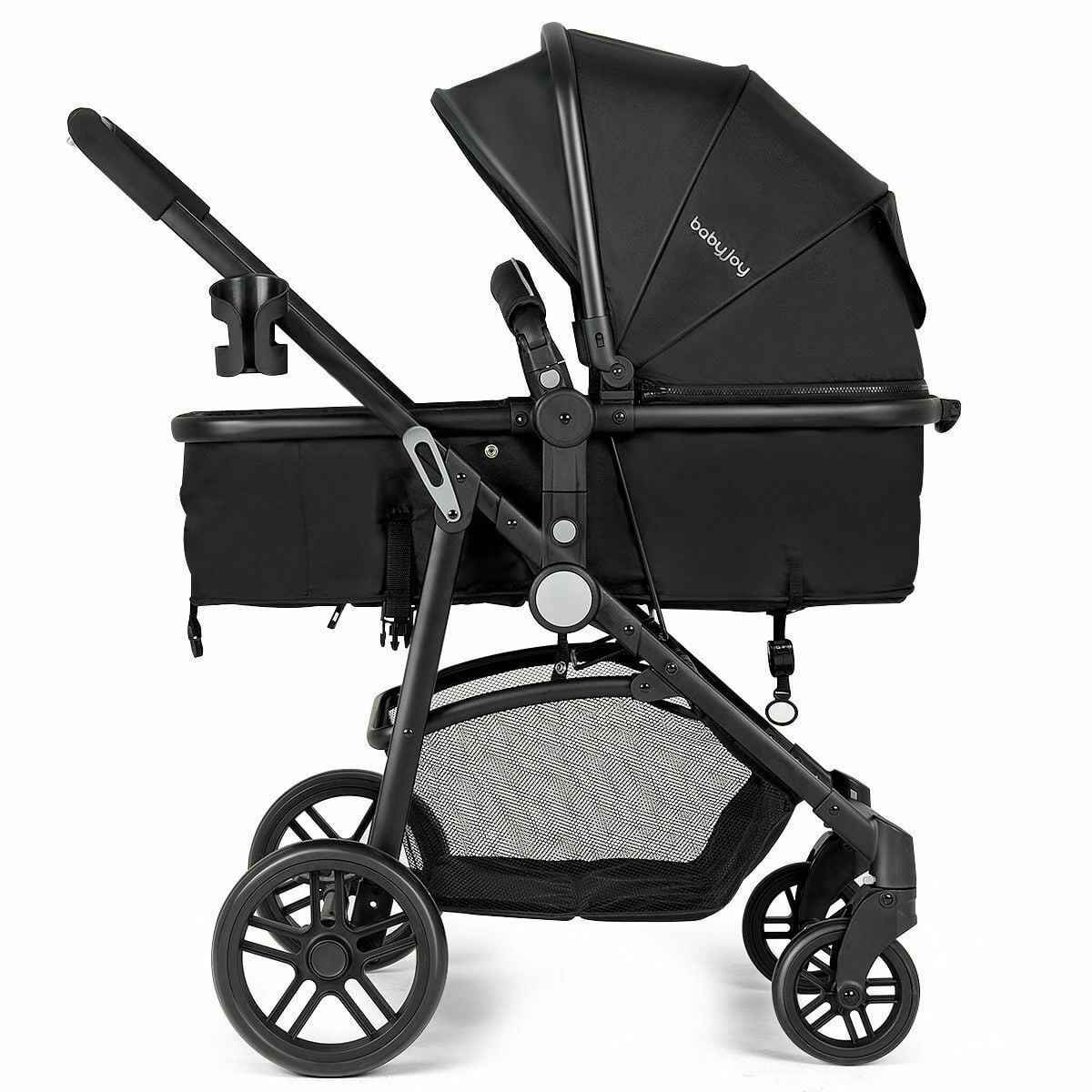 Costway Foldable Baby Stroller 2 in 1 Newborn Infant Travel Buggy Pushchair 22 lbs Black - Image 3