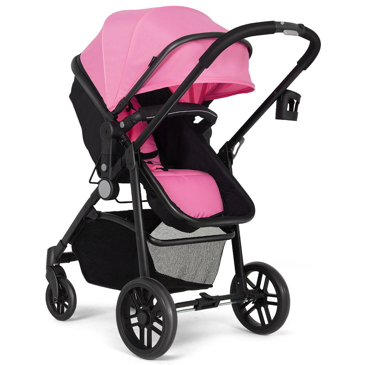 Costway Foldable Baby Stroller 2 in1 Newborn Infant Travel Buggy Pushchair Pink - Image 3