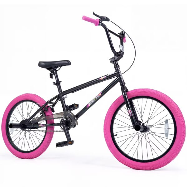 Costway Freestyle BMX Bike, 20” Trick Bicycle with 360 Degree Steering, Adjustable Seat Pink