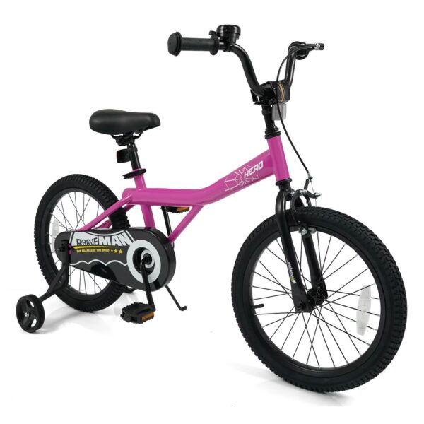 Costway Kids Bike, 18 Inch Bicycle for Children with Removable Training Wheels, Dual Brakes Pink