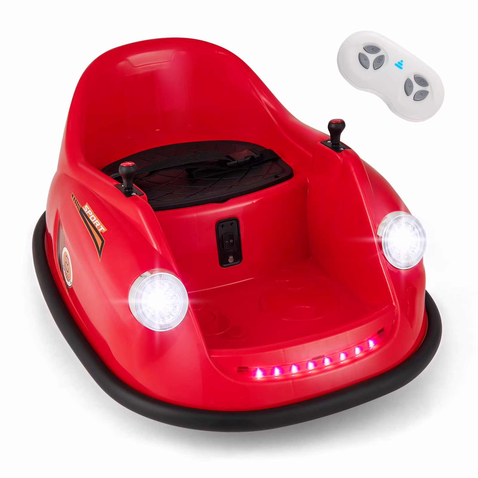 Costway Ride on Bumper Car for Kids with Remote Control 360 Degree Spin LED Light Red