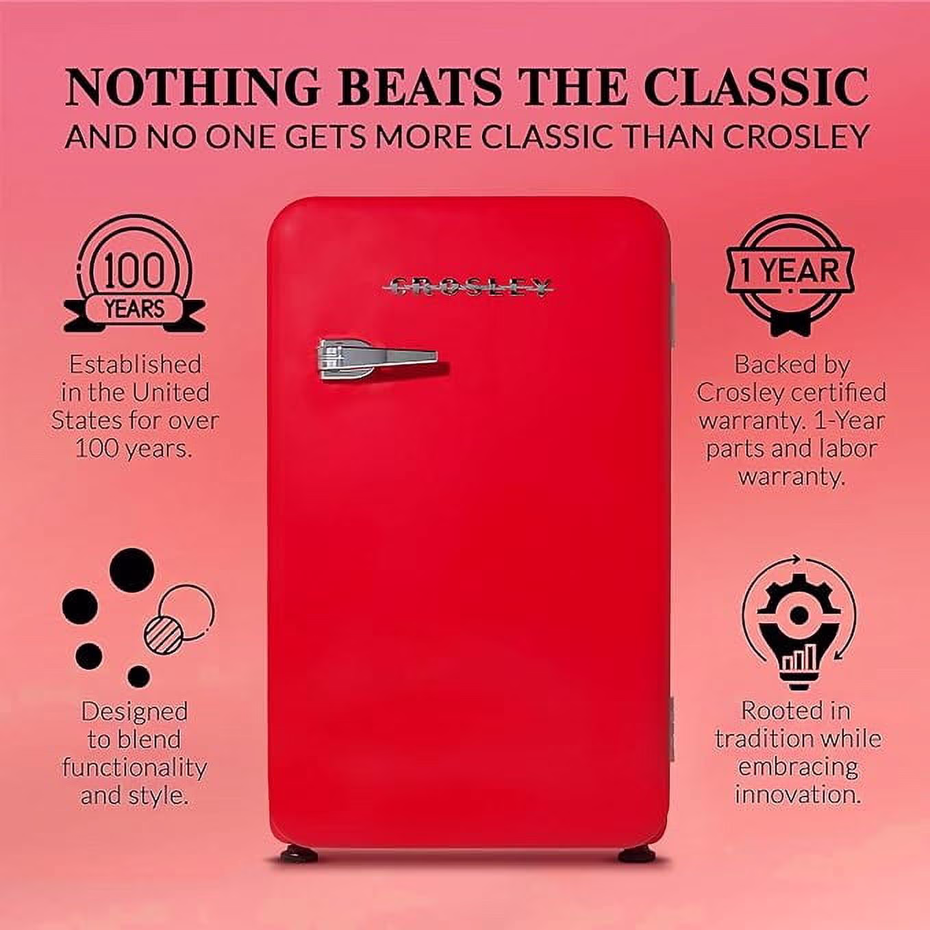 Crosley Classic Series 3.2 Cuft 1-Door Compact Refrigerator, Retro Red - Image 3
