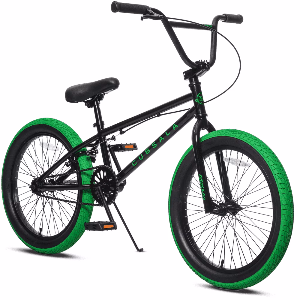 Cubsala Crossea 20 in Freestyle BMX Kids Bike for Age 6-14 Years Old Boys Girls, Black & Green