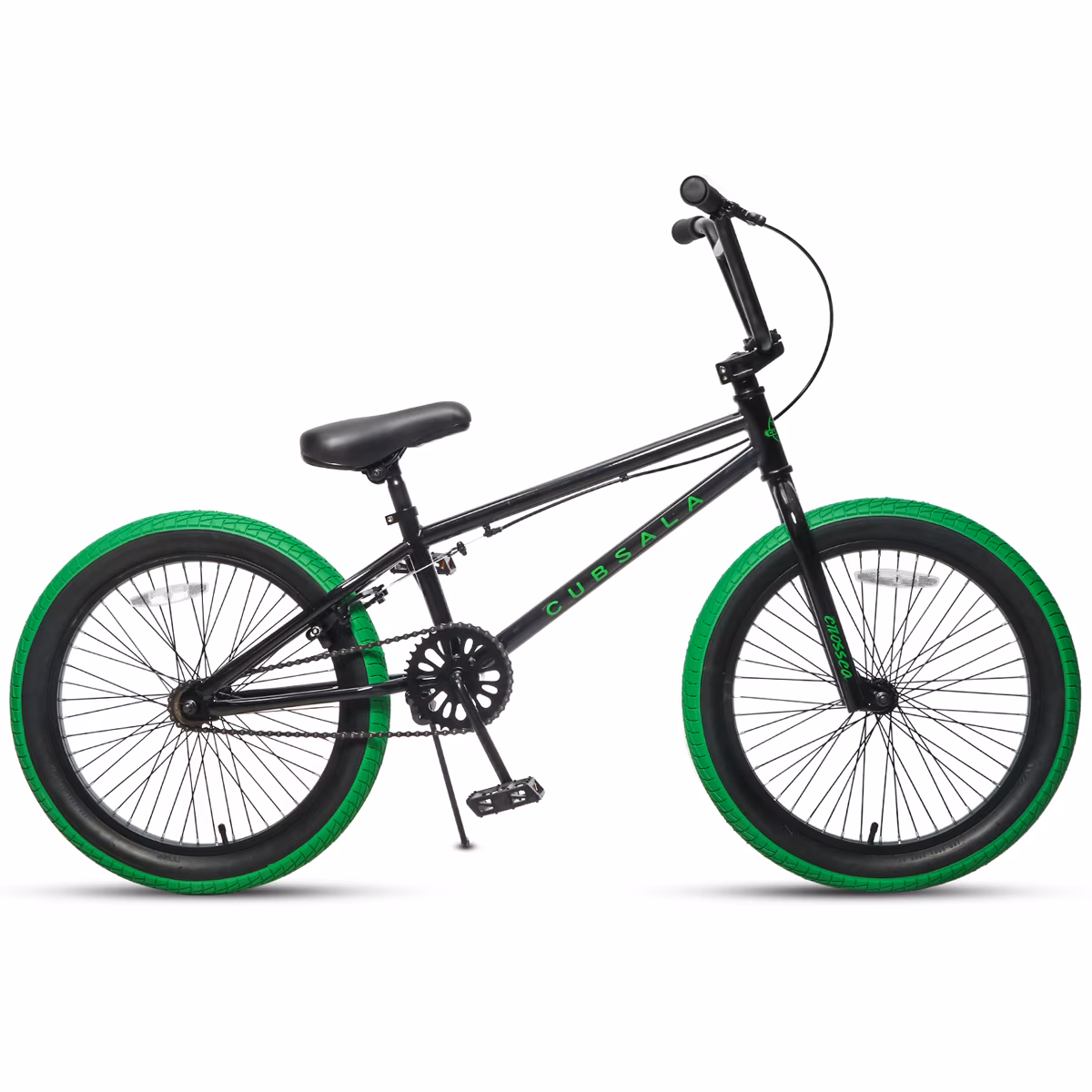 Cubsala Crossea 20 in Freestyle BMX Kids Bike for Age 6-14 Years Old Boys Girls, Black & Green - Image 3