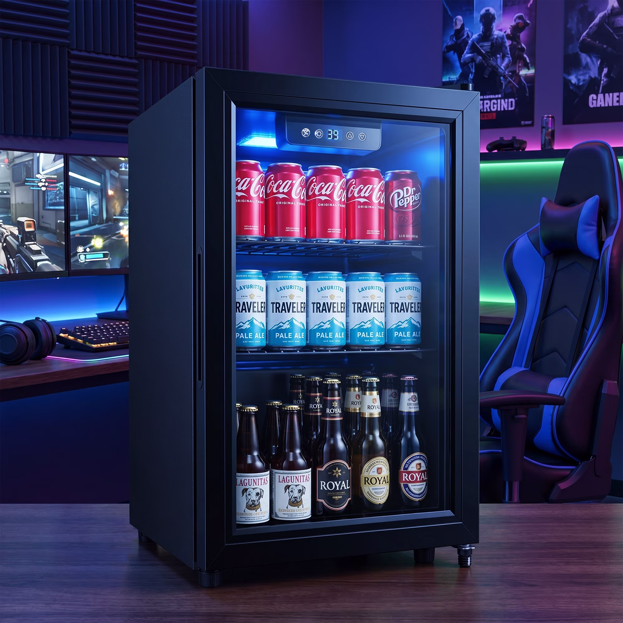 Dawmilon 1.8 Cu Ft Beverage Refrigerator, 70 Can Mini Fridge with Glass Door, Digital Temperature Control, Adjustable Shelves, Quiet Cooler for Beer Soda Wine, Office Dorm - Image 5