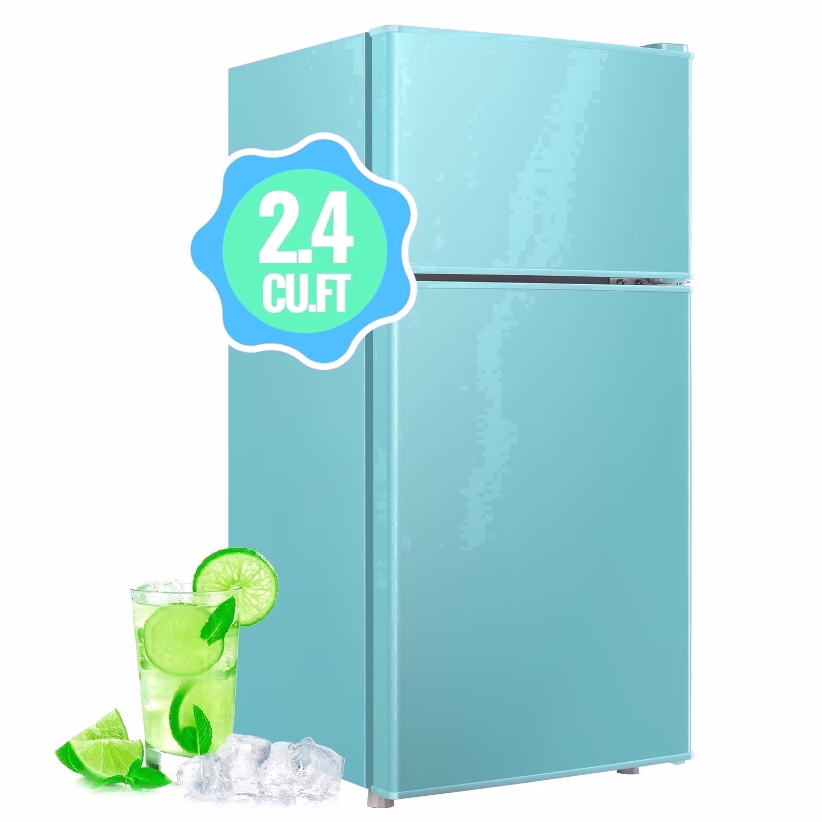 DEMULLER 2.4 Cu.ft Mini Refrigerator Small Fridge with Freezer Dual Door Compact Fridge New Blue