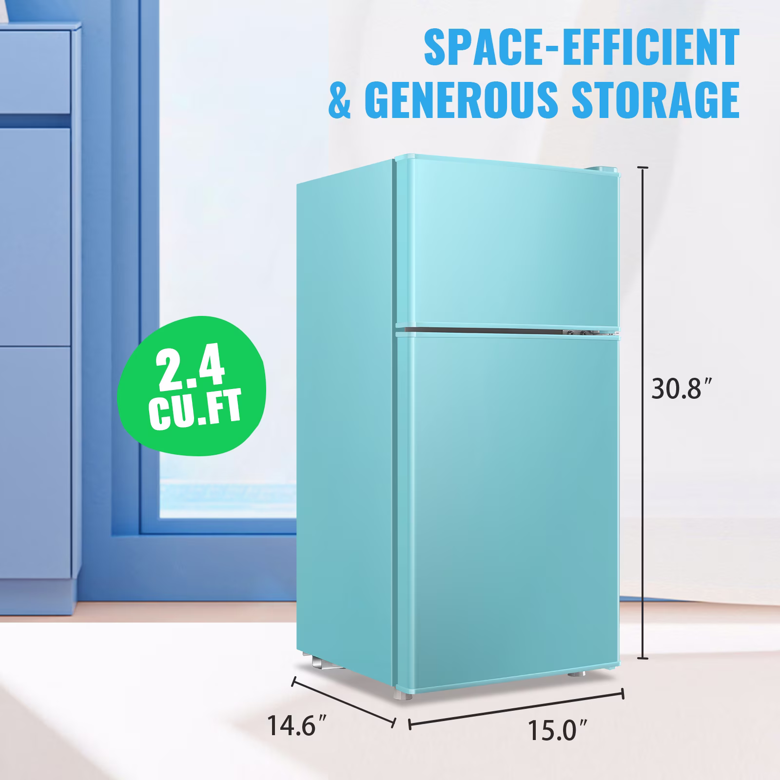 DEMULLER 2.4 Cu.ft Mini Refrigerator Small Fridge with Freezer Dual Door Compact Fridge New Blue - Image 5