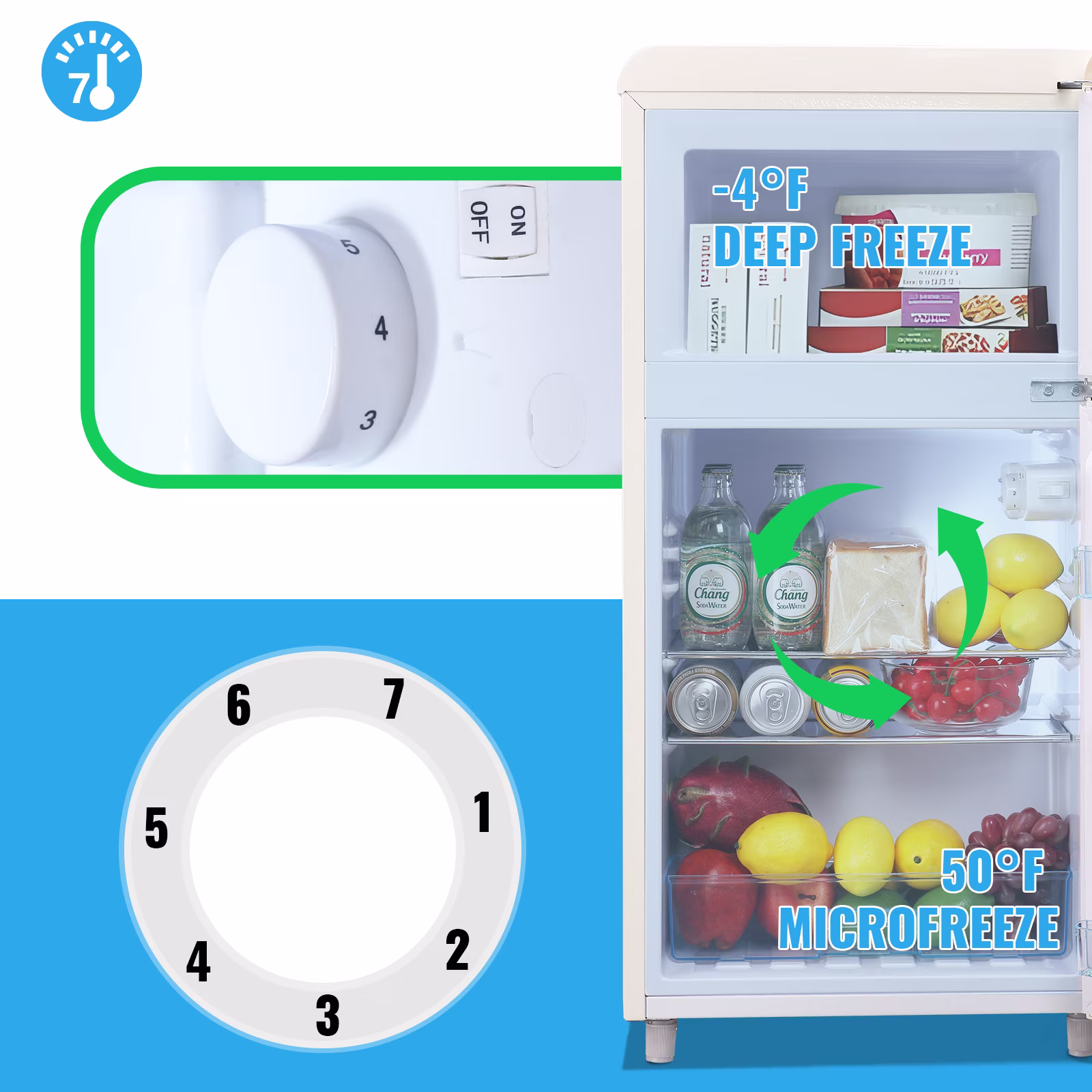DEMULLER 3.55 Cu.ft Retro Mini Fridge Small Refrigerator Double Door White - Image 5