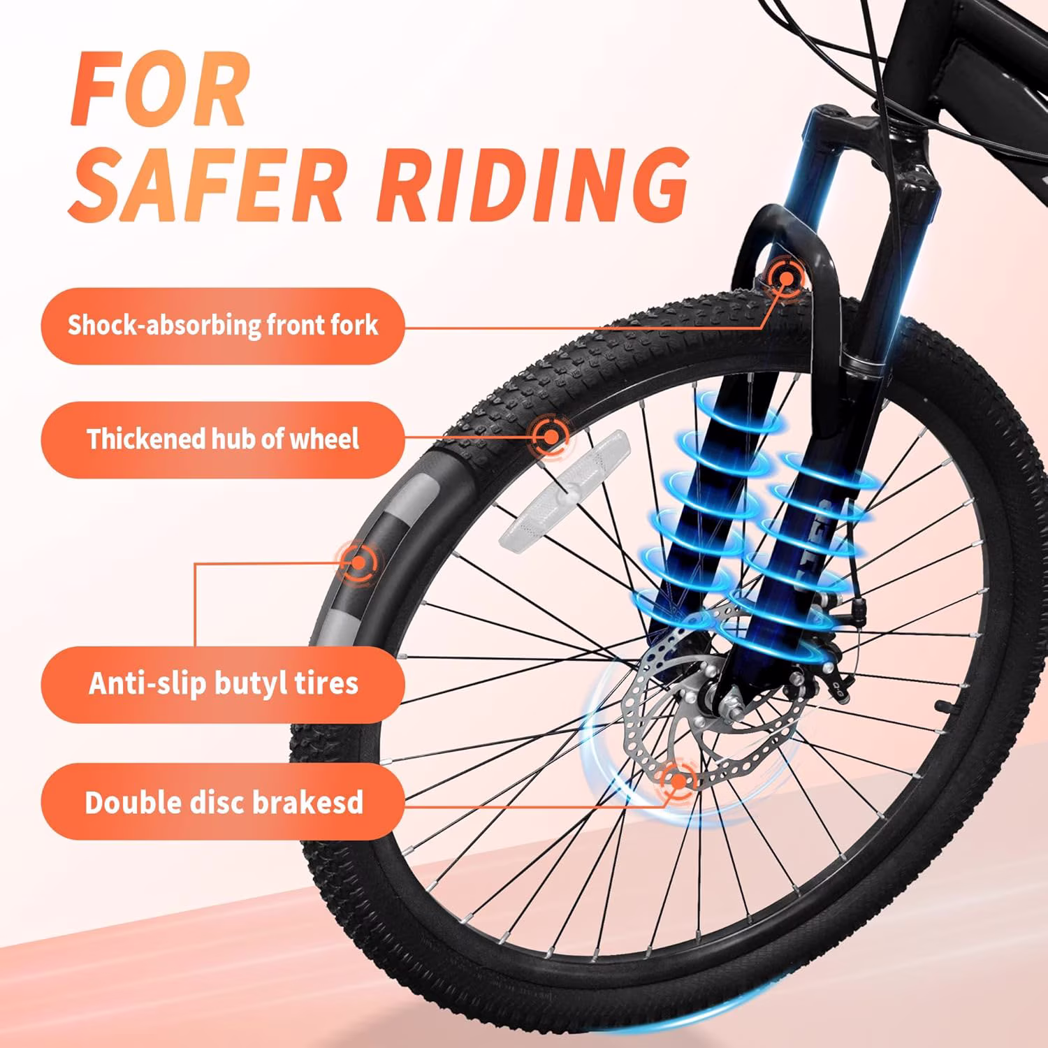DEYGIA 20 Inch Kids Mountain Bike, Bikes for Boys, 7-Speed with Front Suspension, Dual Disc Brakes & Knobby Tires for Ages 6-14, Multi Color - Image 2