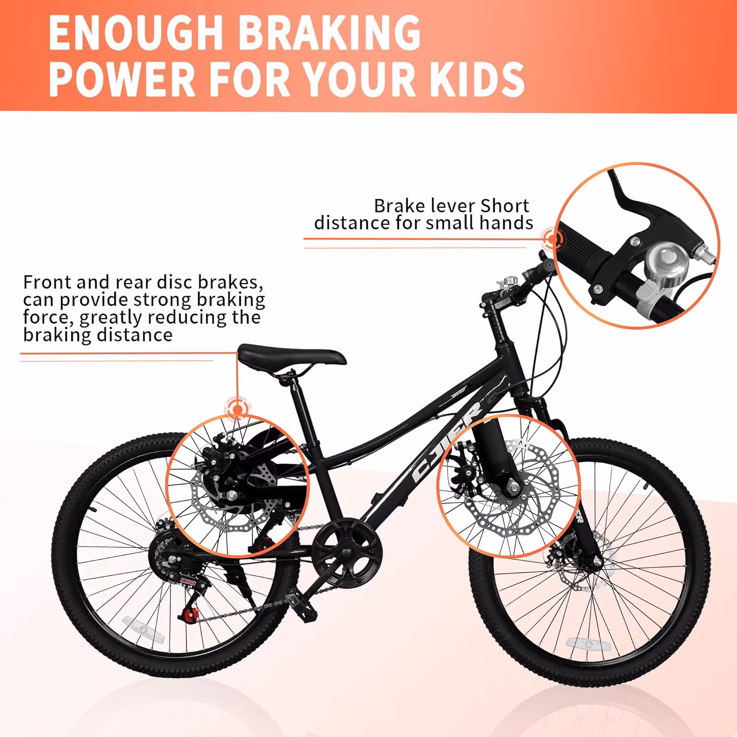DEYGIA 20 Inch Kids Mountain Bike, Bikes for Boys, 7-Speed with Front Suspension, Dual Disc Brakes & Knobby Tires for Ages 6-14, Multi Color - Image 5
