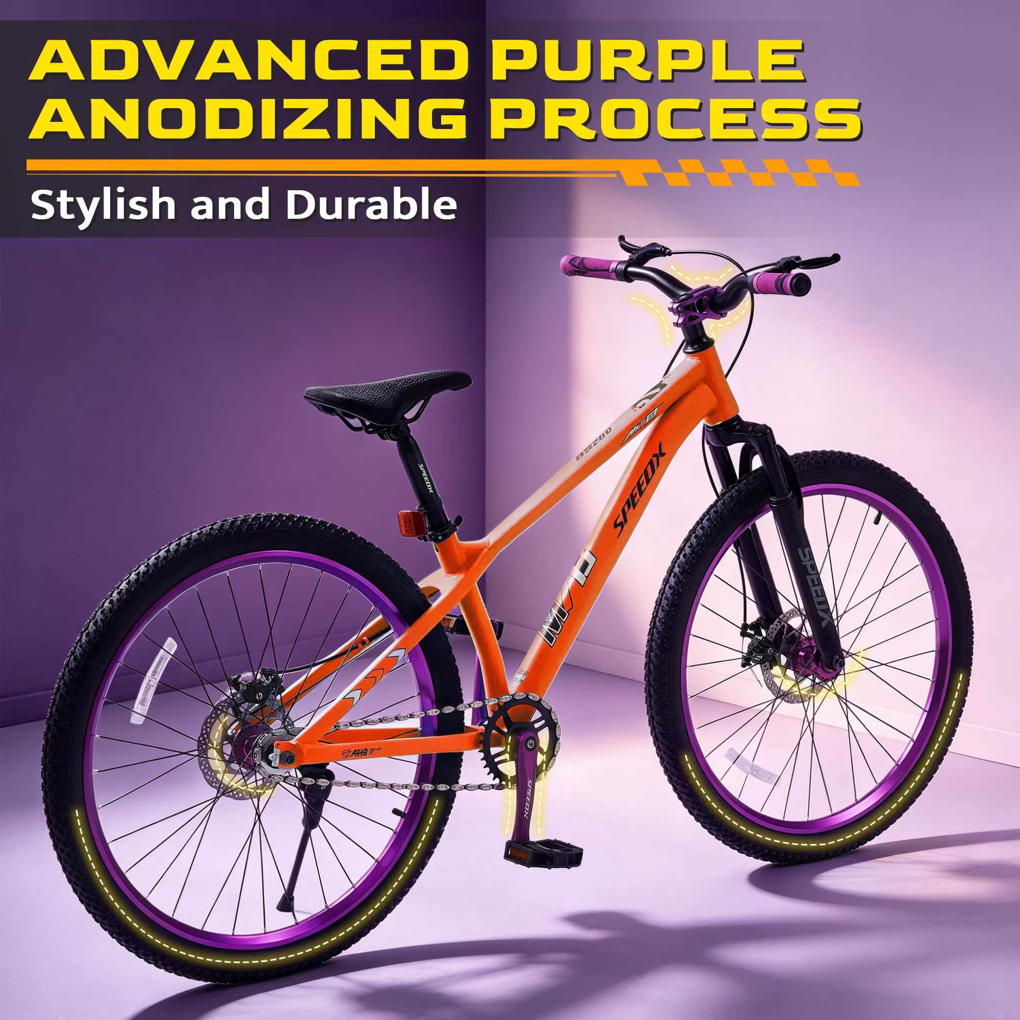 DEYGIA 24" 120-Sound Kids Mountain Bike Ages 6+, Front Suspension & Dual Disc Brakes, Steel Frame - Image 4