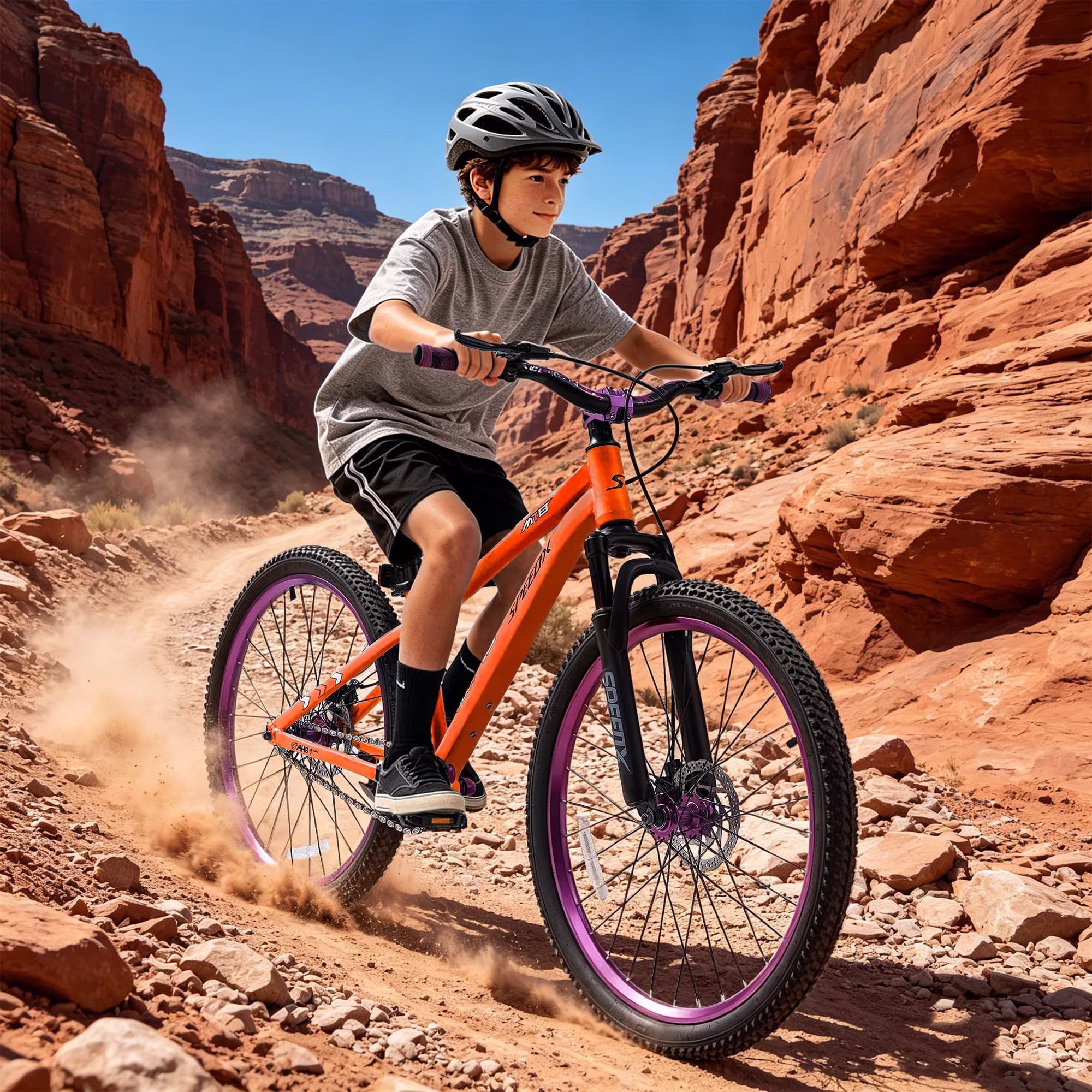 DEYGIA 24" 120-Sound Kids Mountain Bike Ages 6+, Front Suspension & Dual Disc Brakes, Steel Frame - Image 5