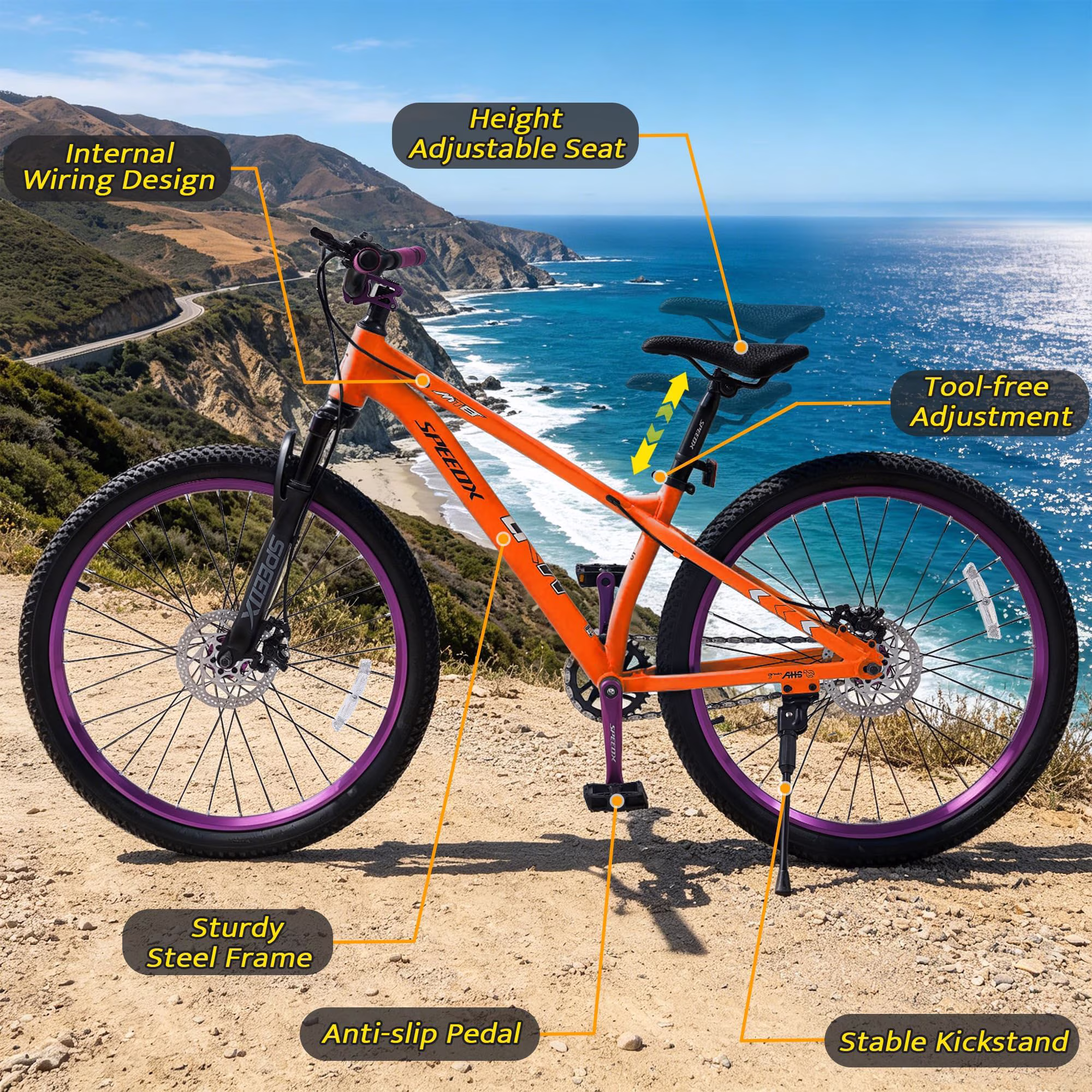 DEYGIA 24" 120-Sound Kids Mountain Bike Ages 6+, Front Suspension & Dual Disc Brakes, Steel Frame - Image 2
