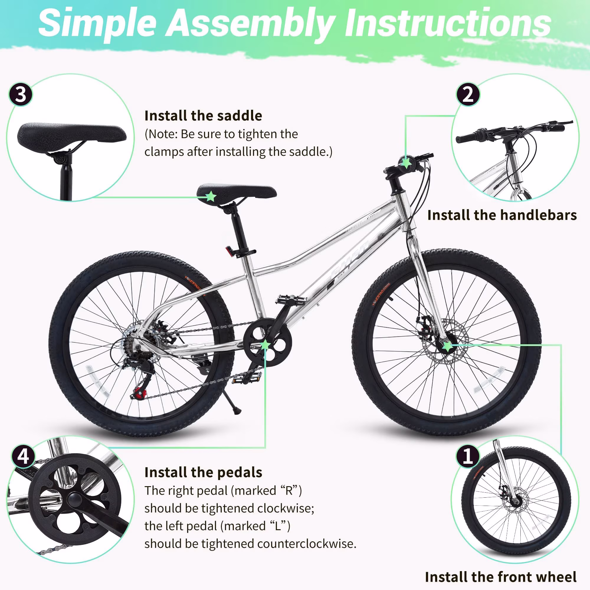 DEYGIA 24" Kids Mountain Bike 7-Speed Disc Brakes Steel Frame 6 - Image 5