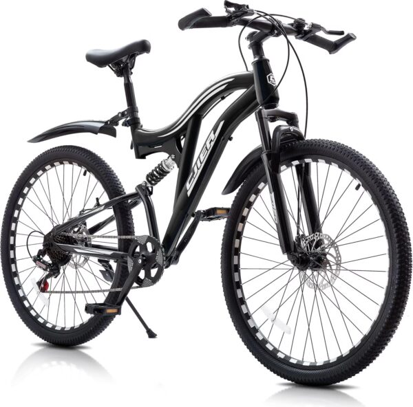 DEYGIA Boys Mountain Bike 24 inch, Kids Bike Ages 4-12, 7-Speed, Full Suspension MTB, High-Carbon Steel Frame, Dual Disc Brakes, Bicycle for kids Outdoor Adventure