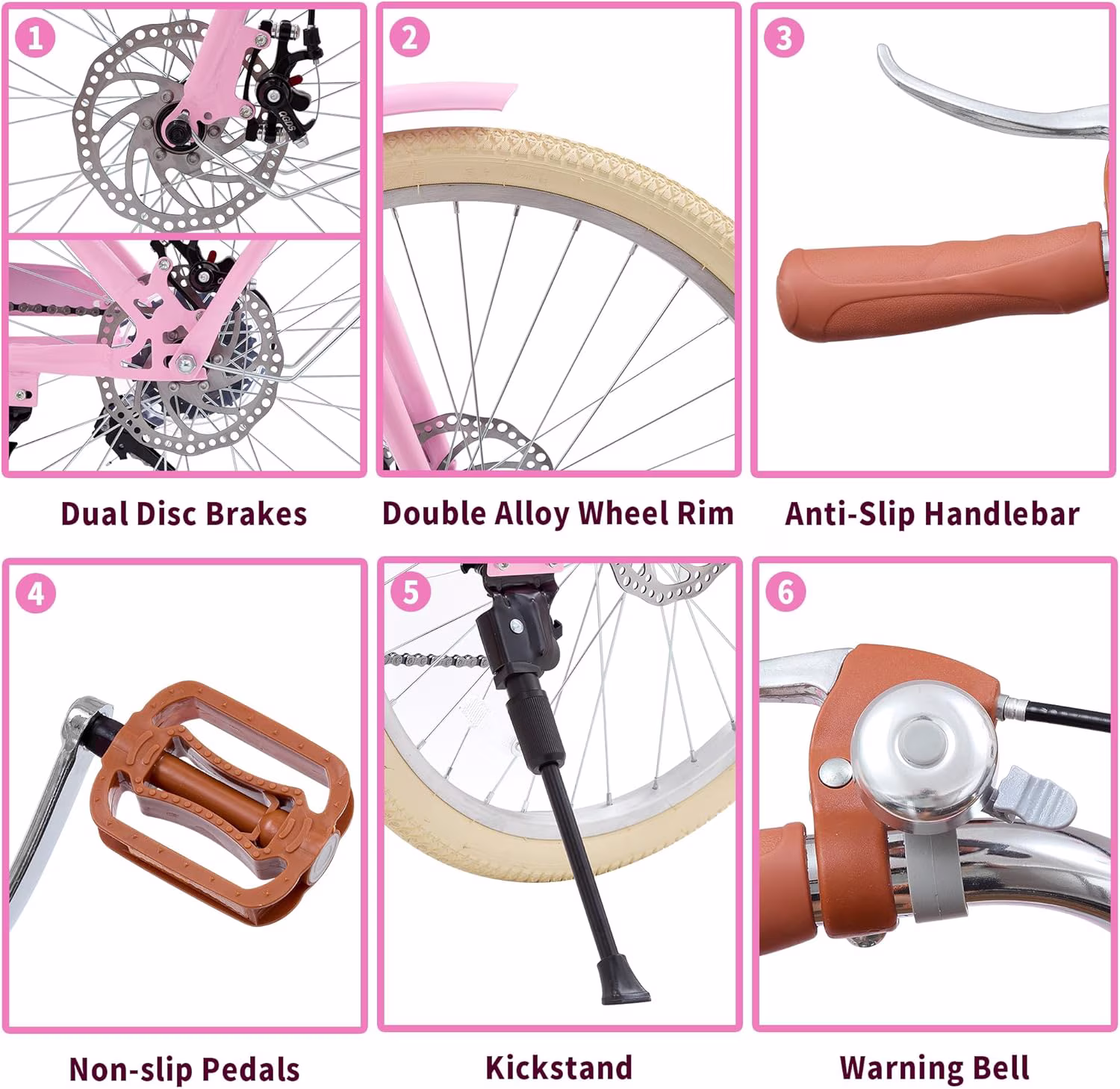 DEYGIA Kids Bike, 20 Inch 7-Speed Retro Cruiser Girl Bike, Kids Bicycles for Ages 6-15 Girls Youth with Rattan Basket, Dual-Disc Brake Carbon Steel Frame Lightweight Bicycle, Easy Assembly - Image 3