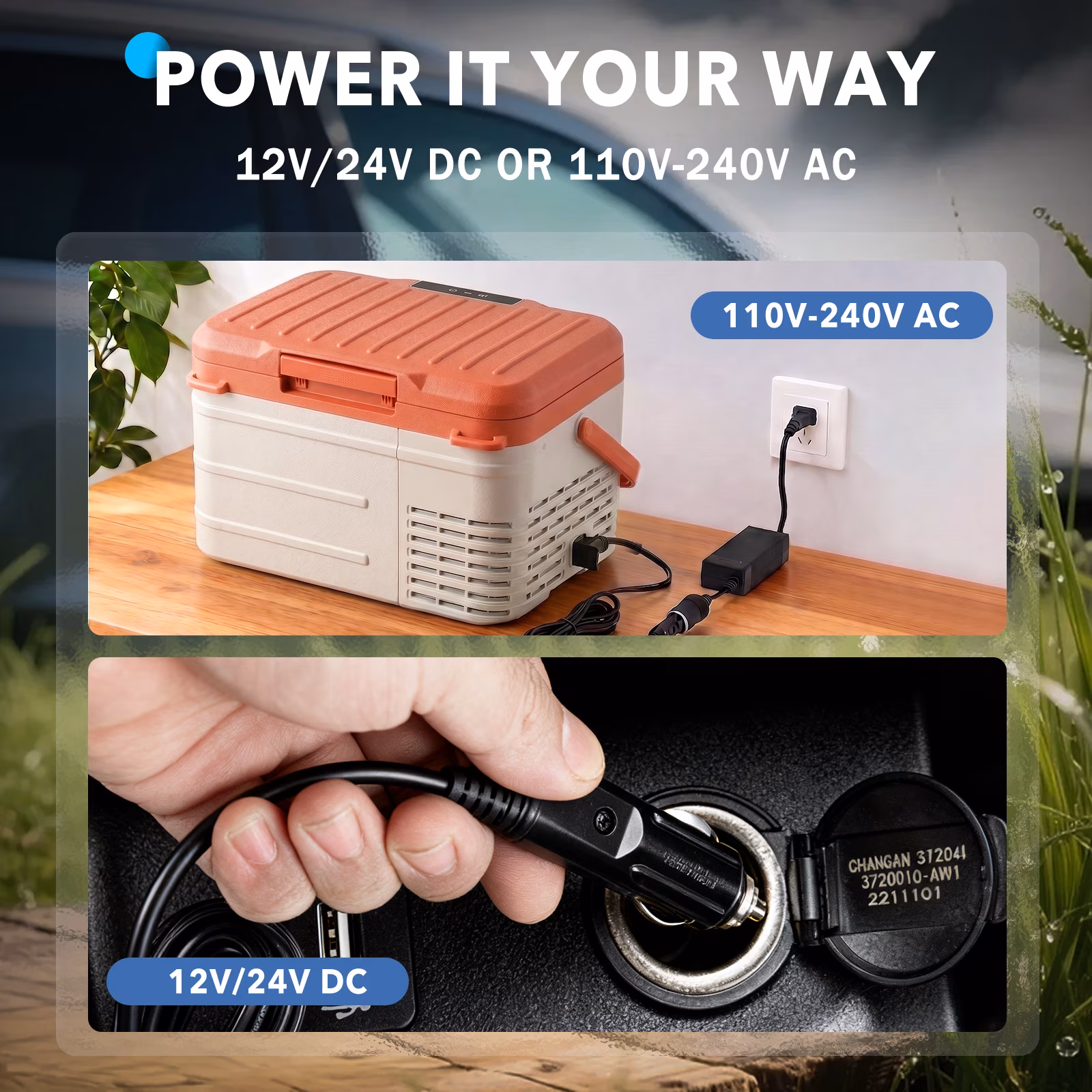Dimedeal 12 V Car Refrigerator, 11QT Portable Electric Cooler, Compressor Fridge, -4℉-68℉, 12V/24V DC & 110-240V AC, Truck, RV, Travel, Camping - Image 3