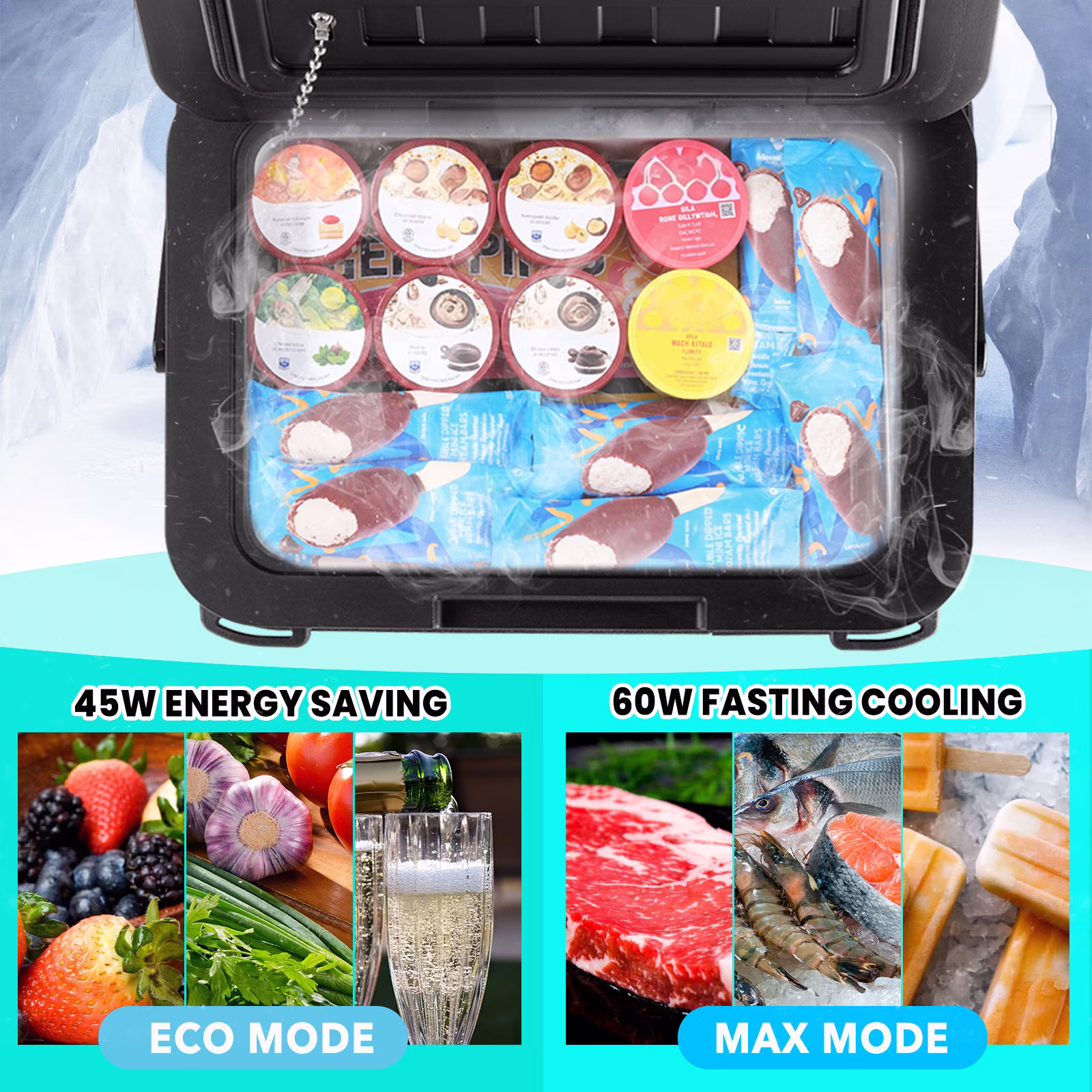 Dimedeal 12 V Car Refrigerator, 11QT Portable Electric Cooler, Compressor Fridge with Handle, -4℉-68℉, 12V/24V DC & 110-240V AC, Small Cooler for Truck, RV, Travel, Camping - Image 3