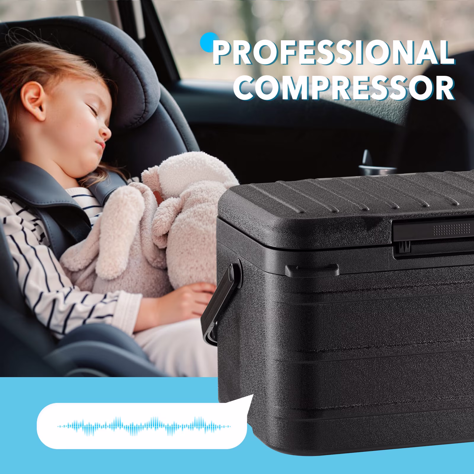 Dimedeal 12 V Car Refrigerator, 11QT Portable Electric Cooler, Compressor Fridge with Handle, -4℉-68℉, 12V/24V DC & 110-240V AC, Small Cooler for Truck, RV, Travel, Camping - Image 2
