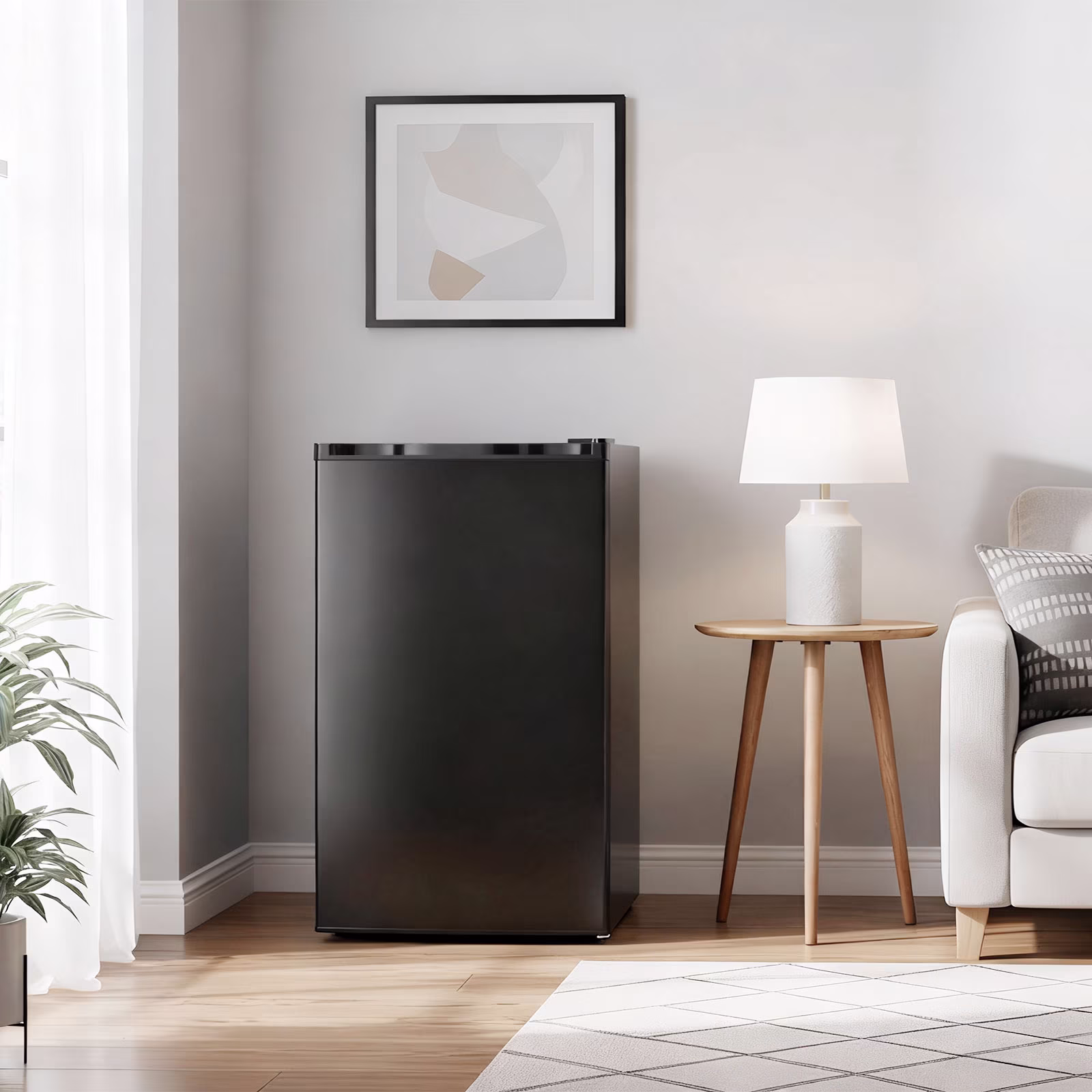 Dimedeal 3.2 Cu.Ft Mini Fridge for Bedroom, Small Refrigerator with Freezer for Dorm Office, Compact Single Door Adjustable Thermostat Low Noise,Black - Image 3