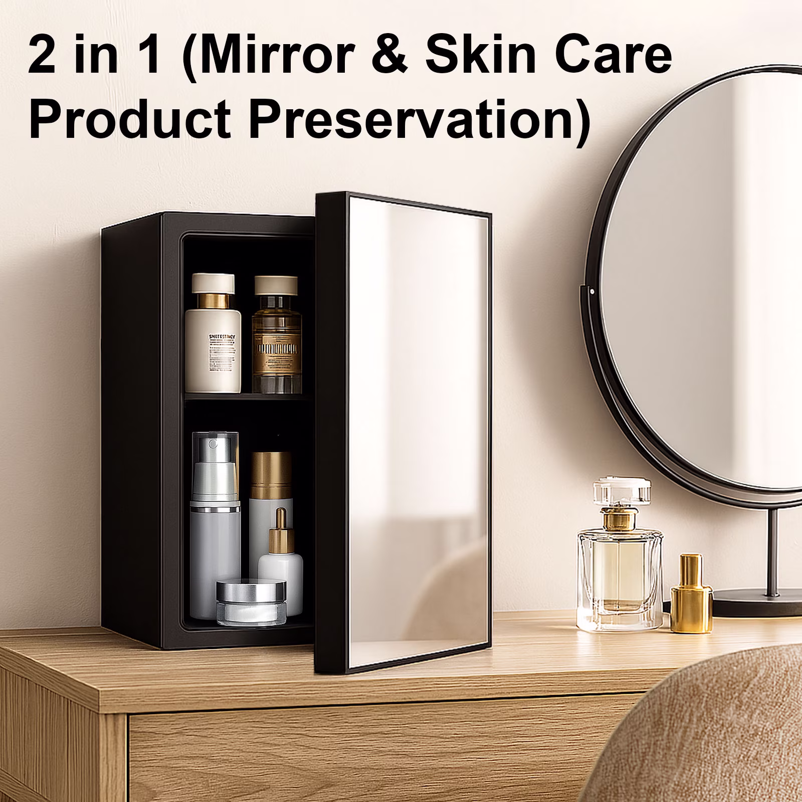 Dimedeal Mini Beverage Refrigerator 0.9 Cu.Ft, 24 Cans Mini Fridge Holds with Mirror Door, Compact Drink Fridge for Office, Dorm, Bar - Image 4