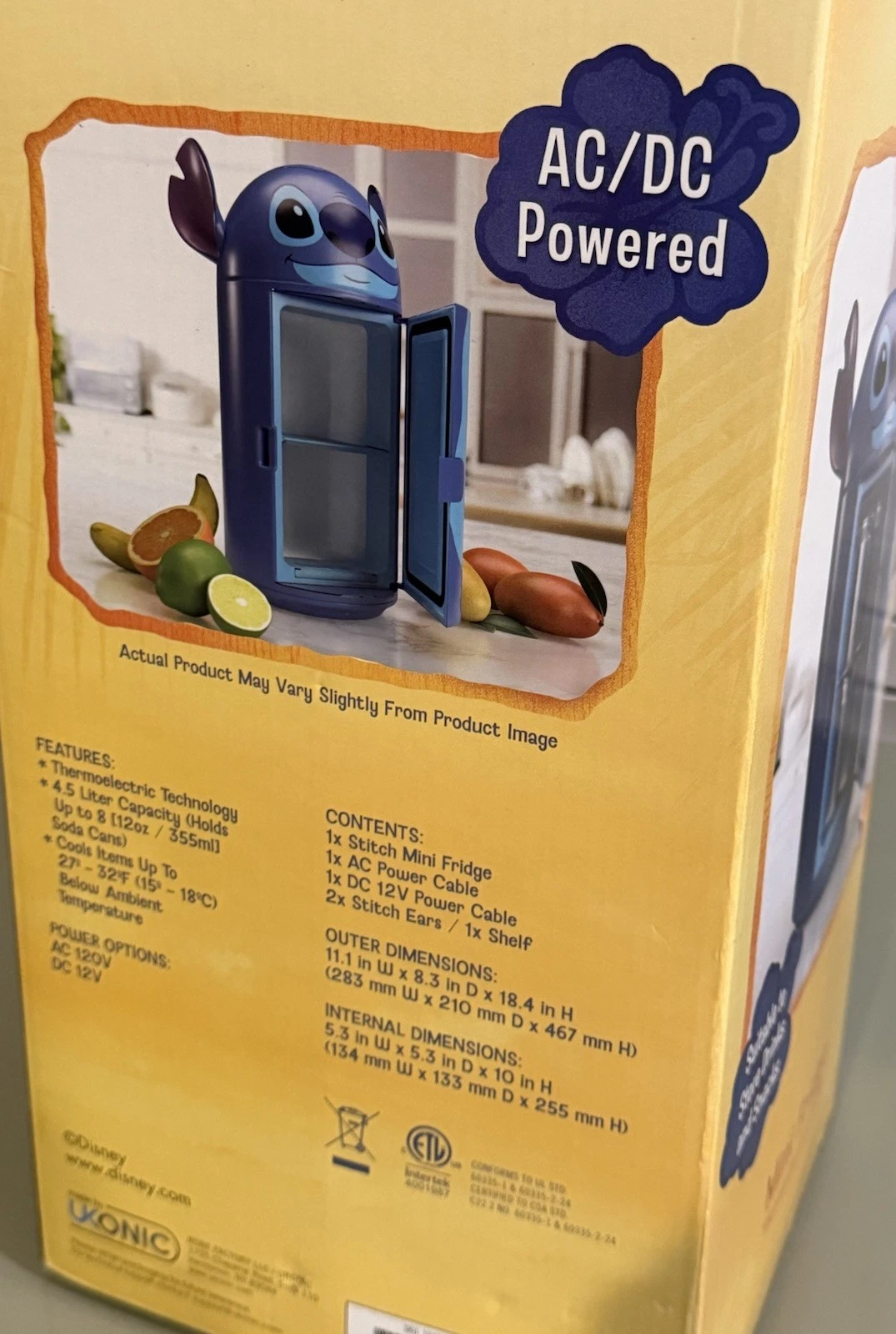 Disney Stitch 4L Mini Fridge, 6-Can Capacity Thermoelectric Cooler & Warmer, Blue - Compact Personal Refrigerator for Skincare, Beverages & Snacks - Image 3