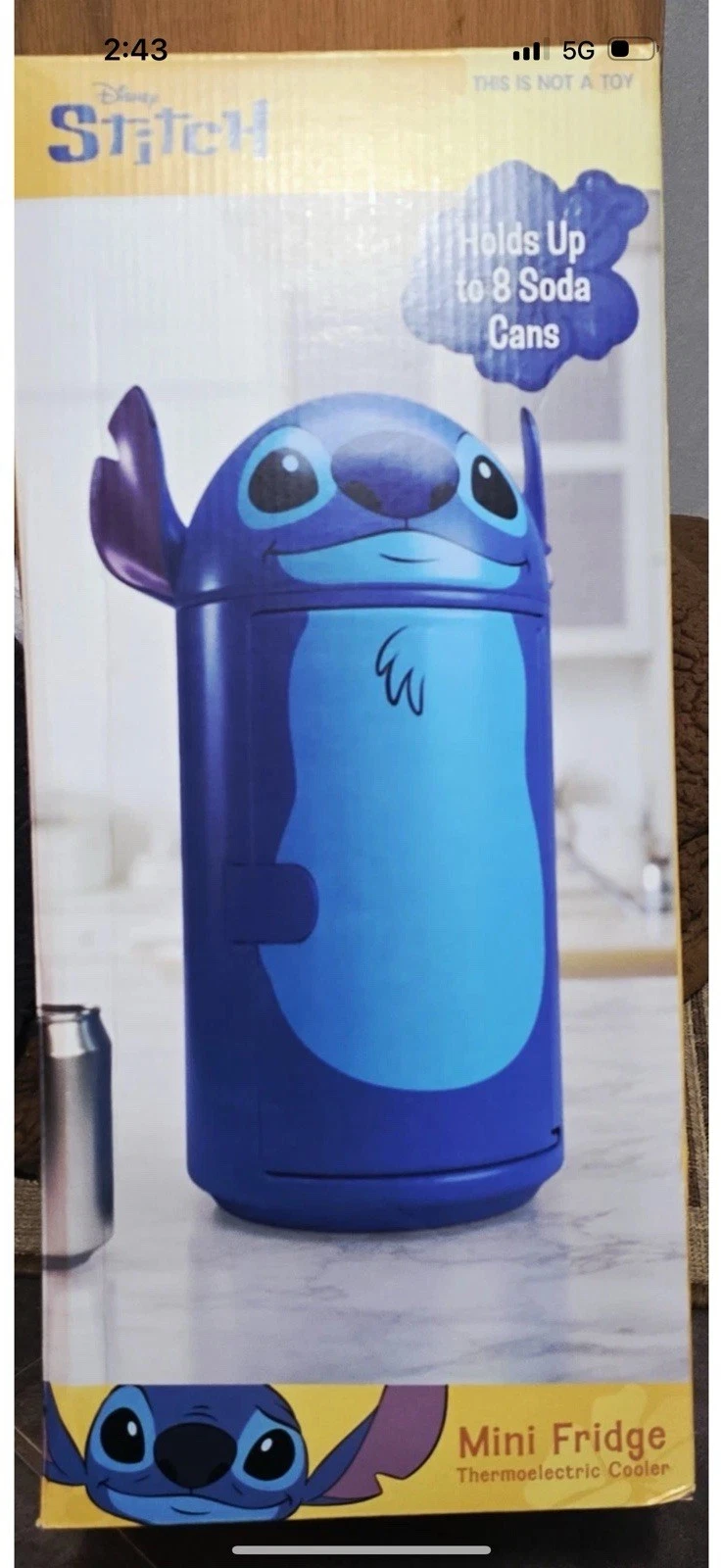 Disney Stitch 4L Mini Fridge, 6-Can Capacity Thermoelectric Cooler & Warmer, Blue - Compact Personal Refrigerator for Skincare, Beverages & Snacks - Image 4